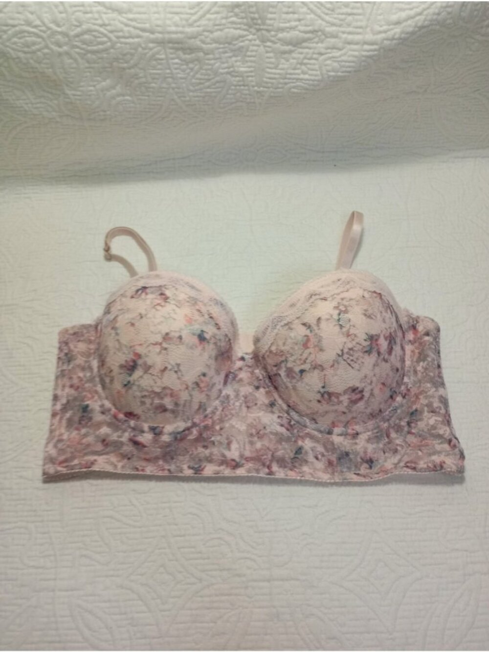 Jessica Simpson Floral Lace Underwire Balconette Bra 36B Adjustable Straps sexy
